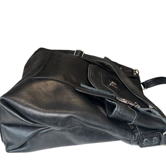 The Sak Sycamore Black Leather Messenger Tote Crossbody - Picture 2 of 12